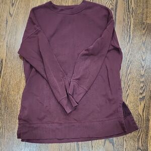 Old Navy Women's Deep Maroon Crew Neck Sweatshirt Longer Length Size MEDIUM